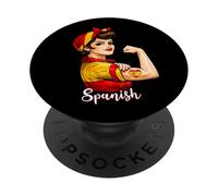 Proud Strong Spanish Girl Woman Girlfriend Spain Flag PopSockets PopGrip Adesivo