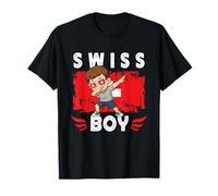 Proud Swiss Boy Dab Pose Swiss Son Guy Switzerland Flag Maglietta