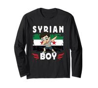 Proud Syrian Boy Dab Pose Syrian Son Guy Syria Flag Maglia a Manica