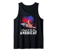 Proud To Be An Americat Cat 4th of July Firework Patriotic Canotta
