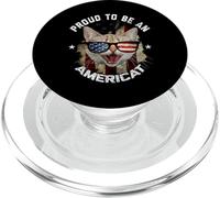 Proud To Be An Americat Funny Cat US Flag Lover 4th of July PopSockets PopGrip per MagSafe