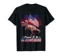 Proud To Be An Amerisaurus T Rex Dinosaur 4th July Patriotic Maglietta