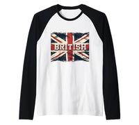 Proud to Be British Grunge Union Jack Bandiera Inglese Ragazzi Uomini Maglia con Maniche Raglan