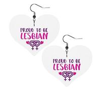 Proud To Be Gay Lesbian Lgbt Pride Orecchini in pelle per le donne Ciondola l'orecchino a goccia Ciondolo a cuore con gancio Regali per ragazza adulta