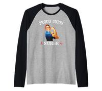 Proud Union Nurse Safe Staffing Saves Night Shift RN ER ICU Maglia con Maniche Raglan