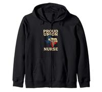 Proud Union Nurse Texas Flag RN Labor Rights Design Felpa con Cappuccio