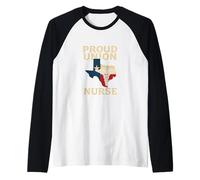 Proud Union Nurse Texas Flag RN Labor Rights Design Maglia con Maniche Raglan