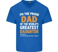 Proud Worlds Greatest Daughter Festa Del Papà Uomo Scollo A V Cotone T-Shirt