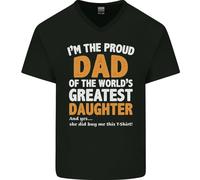 Proud Worlds Greatest Daughter Festa Del Papà Uomo Scollo A V Cotone T-Shirt