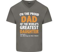 Proud Worlds Greatest Daughter Festa Del Papà Uomo Scollo A V Cotone T-Shirt