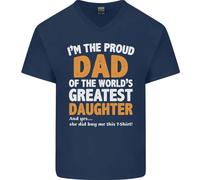 Proud Worlds Greatest Daughter Festa Del Papà Uomo Scollo A V Cotone T-Shirt