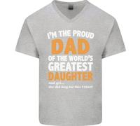 Proud Worlds Greatest Daughter Festa Del Papà Uomo Scollo A V Cotone T-Shirt