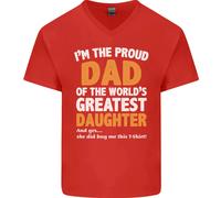 Proud Worlds Greatest Daughter Festa Del Papà Uomo Scollo A V Cotone T-Shirt