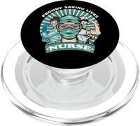 Proudly Saving Lives Nurse Funny For Nurses PopSockets PopGrip per MagSafe