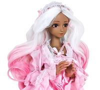 Proudoll 1/3 BJD Doll Tan Skin 60 cm 24 "Ball Jointed SD Dolls 22 articolazioni muovere PVC figure di azione fai da te Poseable Fashion Doll Alexia in abito rosa parrucca trucco fatto a mano occhi di