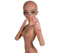 Proudoll 1/3 BJD Doll Tan Skin Personalizzato Nero Corpo Bambola 60 cm 61 Pollice Dipinta a Mano Sfera Snodata Bambole SD Bambole PVC FAI DA TE (Ada)