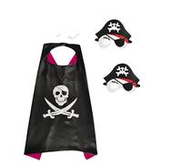 Proumhang 1 pz Mantello da Pirata e 2 pz Maschera per Gli Occhi, Costume da Pirata da 1 a 9 Anni - Halloween,Natale,Carnevale,Festa dei Bambini,Festa di Compleanno Costume Cosplay,70cm x 70cm,Stile 2
