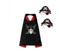 Proumhang 1 pz Mantello da Pirata e 2 pz Maschera per Gli Occhi, Costume da Pirata da 1 a 9 Anni - Halloween,Natale,Carnevale,Festa dei Bambini,Festa di Compleanno Costume Cosplay,70cm x 70cm,Stile 1