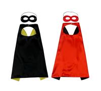 Proumhang 2 pezzi Mantello Maschera set Halloween Natale Carnevale Bambini Festa di compleanno Cosplay Performance Costume Mantello Mantelli da Supereroe per Bambini da 1 a 9 anni Rosso + Nero