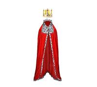 Proumhang 2 Pezzi Principe Mantello Corona Set Capo del re con Corona d'oro Morbida Adulto Halloween Carnevale Natale Costume Medievale 150cm Stile 1
