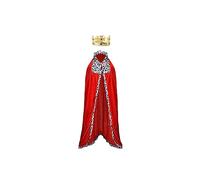 Proumhang 2 pezzi Principe Mantello Corona Set Capo del re con Corona d'oro Morbida Adulto Halloween Carnevale Natale Costume Medievale 150cm Stile 2