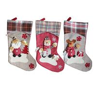 Proumhang 3 Pezzi del Calze Natalizie per guarnire e Appendere Il Sacchetto del Regalo della Decorazione di Natale del Camino, Babbo Natale + Pupazzo di Neve + Alce, 46 * 22.5cm