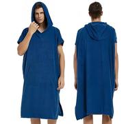 Proumhang Accappatoio Poncho con Cappuccio Unisex - Microfibra Ultra Assorbente e Asciugatura Rapida per Surf, Nuoto, Spiaggia, Leggero e Funzionale.Ideale Uomo e Donna Blu scuro 80x110cm