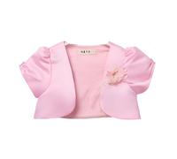 Proumhang Cardigan Bolero Shrug da Bambina Cardigan a Maniche Corte in Raso Scialle Principessa Outwear Cappello da Sposa Piccolo Cappotto per Le Bambine 3-10 Anni Rosa 100