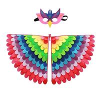 Proumhang Costume per bambini con ali di uccello per età da 3 a 8 anni,gufo di uccello e maschera di pavone vestito da gufo, maschera per occhi e ali di feltro,Halloween,Stile 7