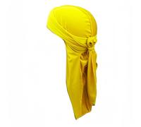 Proumhang Durag di Velluto per Uomini e Donne,Cappuccetto per la Testa di durag a Coda Lunga,Pirata Bandane Turbante,Waves Headwraps Larghe Cinghie Cappello Copricapo Giallo