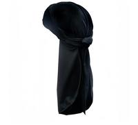 Proumhang Durag di Velluto per Uomini e Donne,Cappuccetto per la testa di durag a coda lunga,Pirata Bandane Turbante,Waves Headwraps Larghe Cinghie Cappello Copricapo Nero