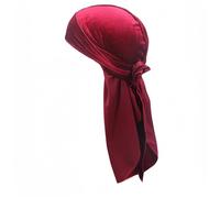 Proumhang Durag di Velluto per Uomini e Donne,Cappuccetto per la testa di durag a coda lunga,Pirata Bandane Turbante,Waves Headwraps Larghe Cinghie Cappello Copricapo Rosso vino