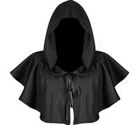 Proumhang Mantello con Cappuccio Halloween Medievale Gotico Mantello Strega Mago Vampiro Morte Cosplay Poncho con Cappuccio Natale Carnevale Accessori Unisex Taglia unica Nero