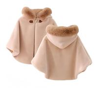 Proumhang Mantello da Bambina con Cappuccio,Poncho Invernale,Scialle all'aperto,Giacca con Cappuccio,Mantello da Principessa,Bebè Bambini Neonati Tuta da Neve,Kaki,90