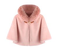 Proumhang Mantello da Bambina con Cappuccio,Poncho Invernale,Scialle all'aperto,Giacca con Cappuccio,Mantello da Principessa,Bebè Bambini Neonati Tuta da Neve,Rosa,120