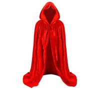 Proumhang Mantello di Velluto con Cappuccio per Bambini Maxi Mantello Mantello da Mago Vampiro Halloween Natale Carnevale Fantasia Capo Rosso 110cm