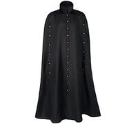 Proumhang Mantello Gotico Scuro per Adulti Collare Stand Up Mantello da Mago Mantello Nero con Maniche Aperte Halloween Natale Partito Capo Robe per Gli Uomini Taglia Unica