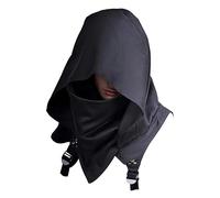 Proumhang Nero Cappuccio Medievale Cyberpunk, Cappello con Mantello per Cosplay Halloween, Costume Unisex per Giochi di Ruolo,Taglia Unica