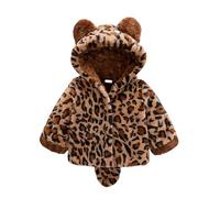 Proumhang Ragazze Cappotto Invernale Giacca con Cappuccio Bambini Ragazze Ragazzi Cappotto con Cappuccio Orso Carino Felpa con cappuccio in peluche Per 1-4 anni Stampa Leopardo 120