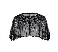 Proumhang Scialle da Sera per Donna 1920s Sequin Beaded Art Deco Evening Cape Sciarpa da Matrimonio Vintage Taglia Unica Nero