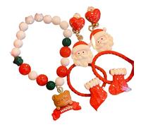 Proumhang Set Bracciale e Orecchini Natalizi, Bracciale Elasticizzato Festivo, Gioielli Artigianali per Donne, Bambini, Ragazze e Ragazzi Feste,Stile 7