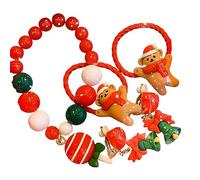 Proumhang Set Bracciale e Orecchini Natalizi, Bracciale Elasticizzato Festivo, Gioielli Artigianali per Donne, Bambini, Ragazze e Ragazzi Feste,Stile 3