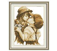 Proumhang Timbrato Punto Croce 11CT 3 Fili Europeo Romantico Primo Bacio Ricamo Kit Needlecraft Fai da te Aida Stampato Soggiorno Camera da letto Corridoio 31 cm x 38 cm: BACIO