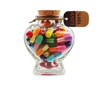 Prounion 50Pcs Capsule Messaggio in Una Bottiglia di Vetro, Capsule Lettres Message per Fidanzato Fidanzata, Capsula Pillole Messaggi Messaggio per Coppia Amore Regalo Matrimonio San Valentino