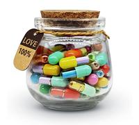 Prounion Capsule Lettere Messaggio in Una Bottiglia di Vetro, 50PCS Capsule Lettres Message per Fidanzato Fidanzata, Capsula Pillole Messaggi per Anniversario Compleanno San Valentino