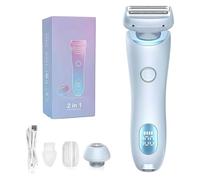 Proustore - Rasoio elettrico 2 in 1 con testina rimovibile, impermeabile, bagnato e asciutto, per gambe, braccia, ascelle, zona bikini (blu)