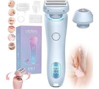 Proustore Razor, The Glide Pro 2 in 1 Bikini Electric Shaver Razors, Waterproof Wet/Dry Women's Razor, Glide Pro Shaver with Removable Head for Leg Arm Underarm Bikini Area (Blue)