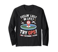 Prova GPS! Gods Positioning System Divertente Christian God Meme Maglia a Manica