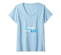 Prova o menzogna Data Geek Humor Codice Binario Fact Check Maglietta con Collo a V, Donna, Celeste, XL