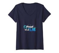 Prova o menzogna Data Geek Humor Codice Binario Fact Check Maglietta con Collo a V, Donna, Navy, M